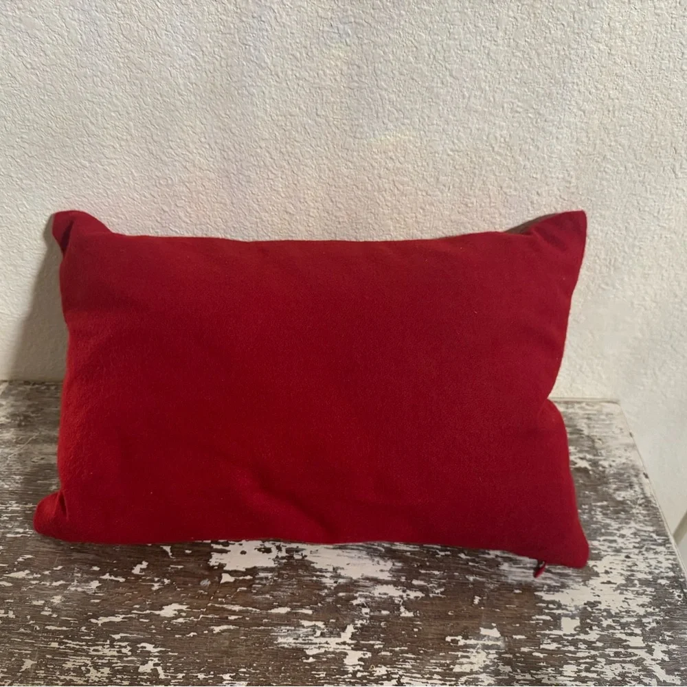 Brand New Crate&Barrel Red Pillow with White Floral Accent 12x18